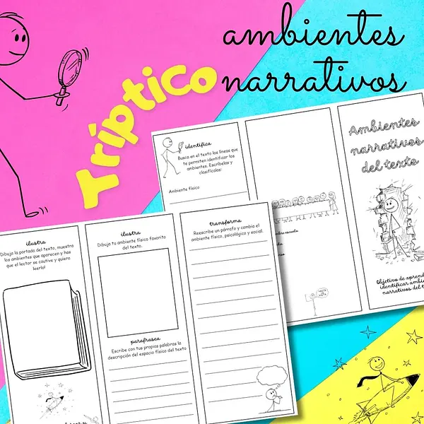 Tríptico ambientes literarios PPT EDITABLE