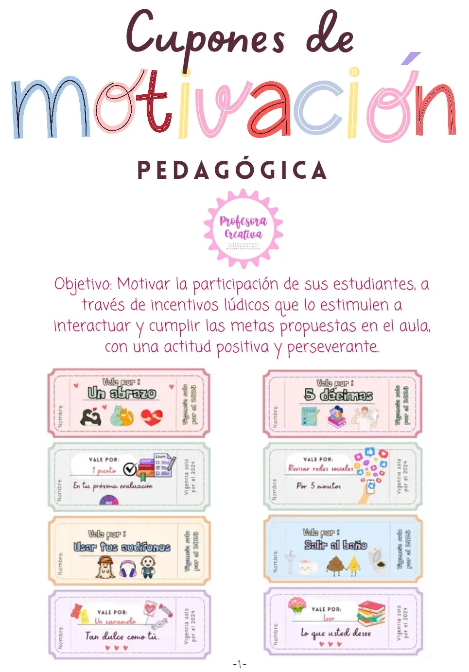 CUPONES MOTIVACIONALES