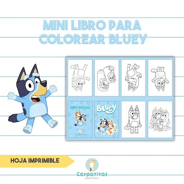 Mini Librito Para Colorear de Bluey - PDF para imprimir