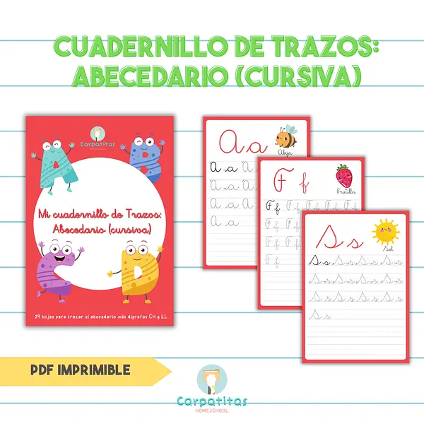 Cuadernillo de Trazos: Abecedario (letra cursiva)