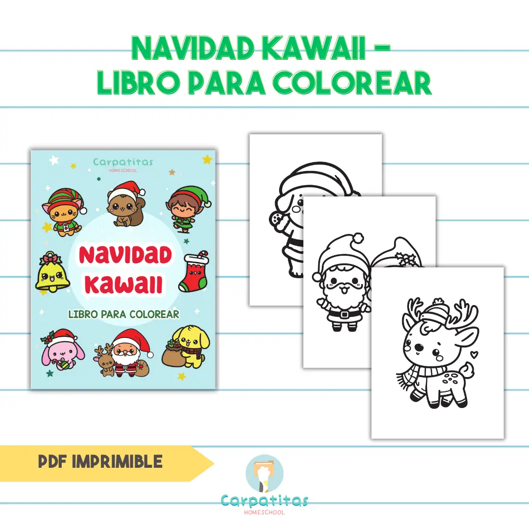 Navidad Kawaii - Libro Para Colorear - Kawaii Christmas Coloring Book