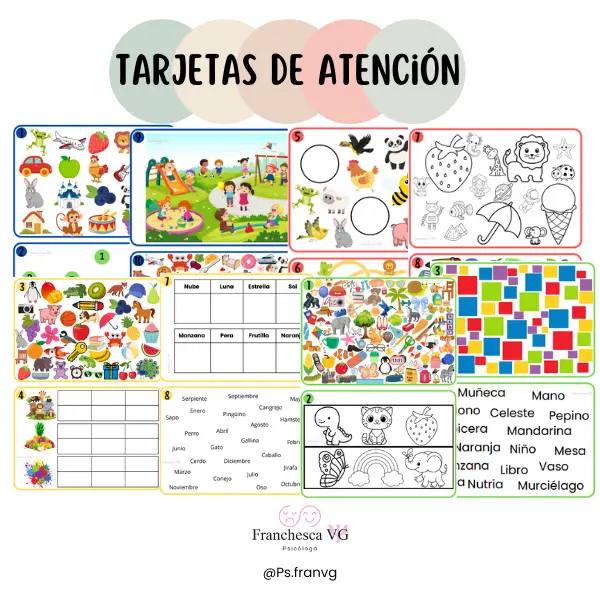 Tarjetas de Atención – Sostenida, Selectiva, Alternante y Dividida