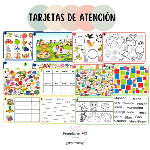 Tarjetas de Atención – Sostenida, Selectiva, Alternante y Dividida