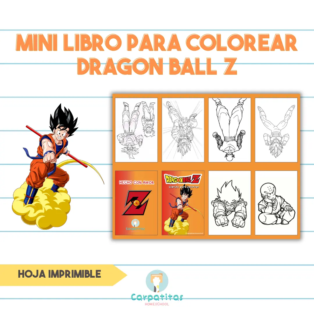 Mini Librito Para Colorear de Dragon Ball Z - Hoja Imprimible Para Armar