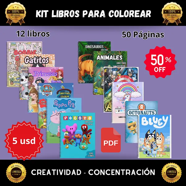 KIT LIBROS PARA COLOREAR