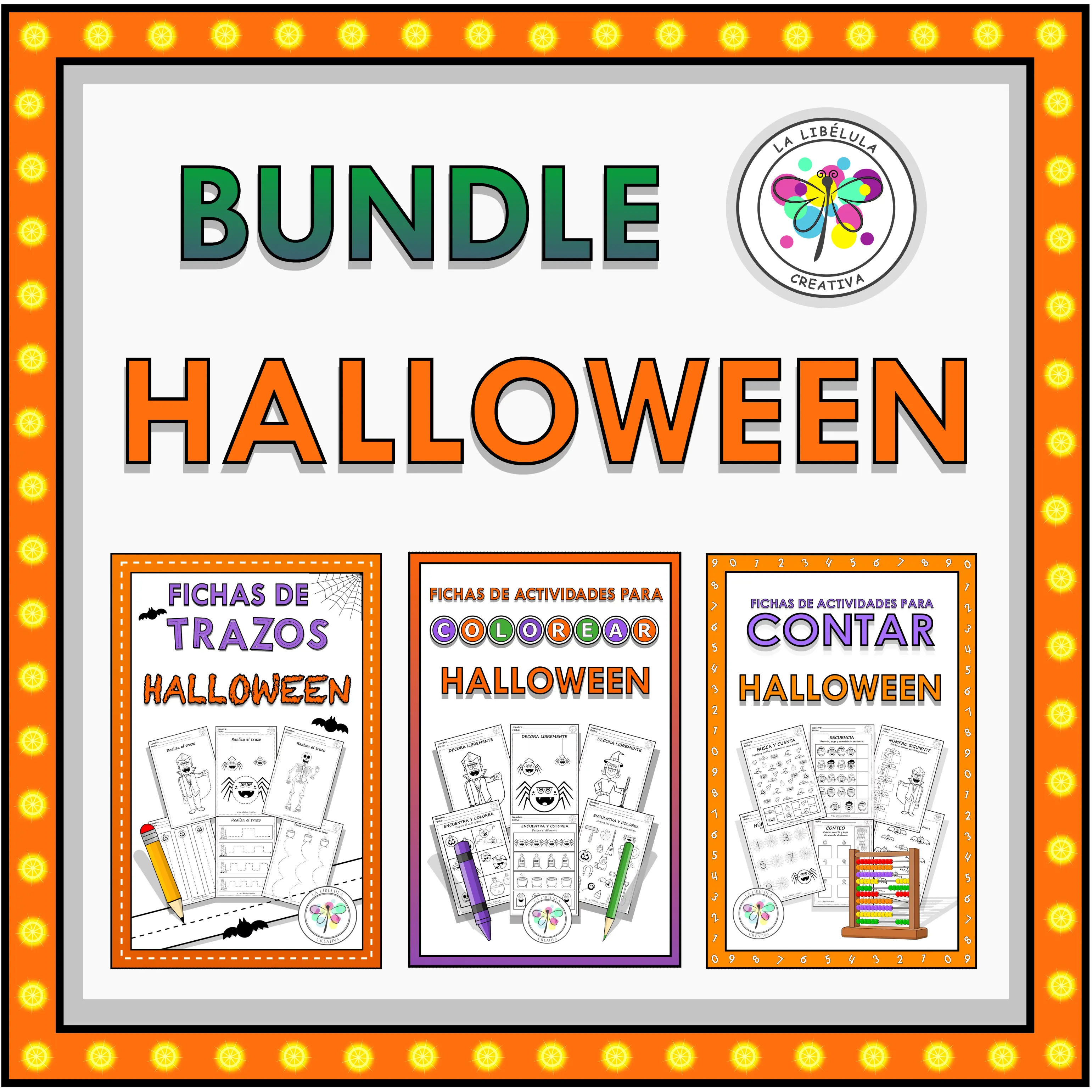 Bundle Spanish Activities Halloween Actividades Colorear Trazos Contar NO PREP