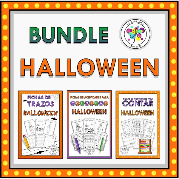 Bundle Spanish Activities Halloween Actividades Colorear Trazos Contar NO PREP