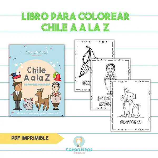 Libro para colorear de Chile A a la Z - PDF Para Imprimir