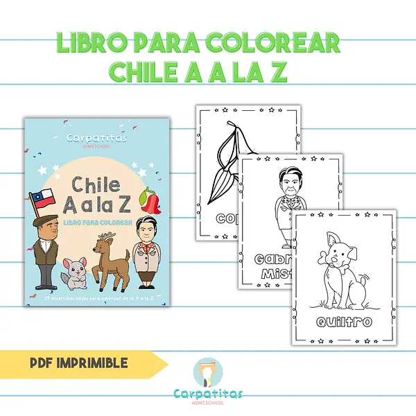 Libro para colorear de Chile A a la Z - PDF Para Imprimir