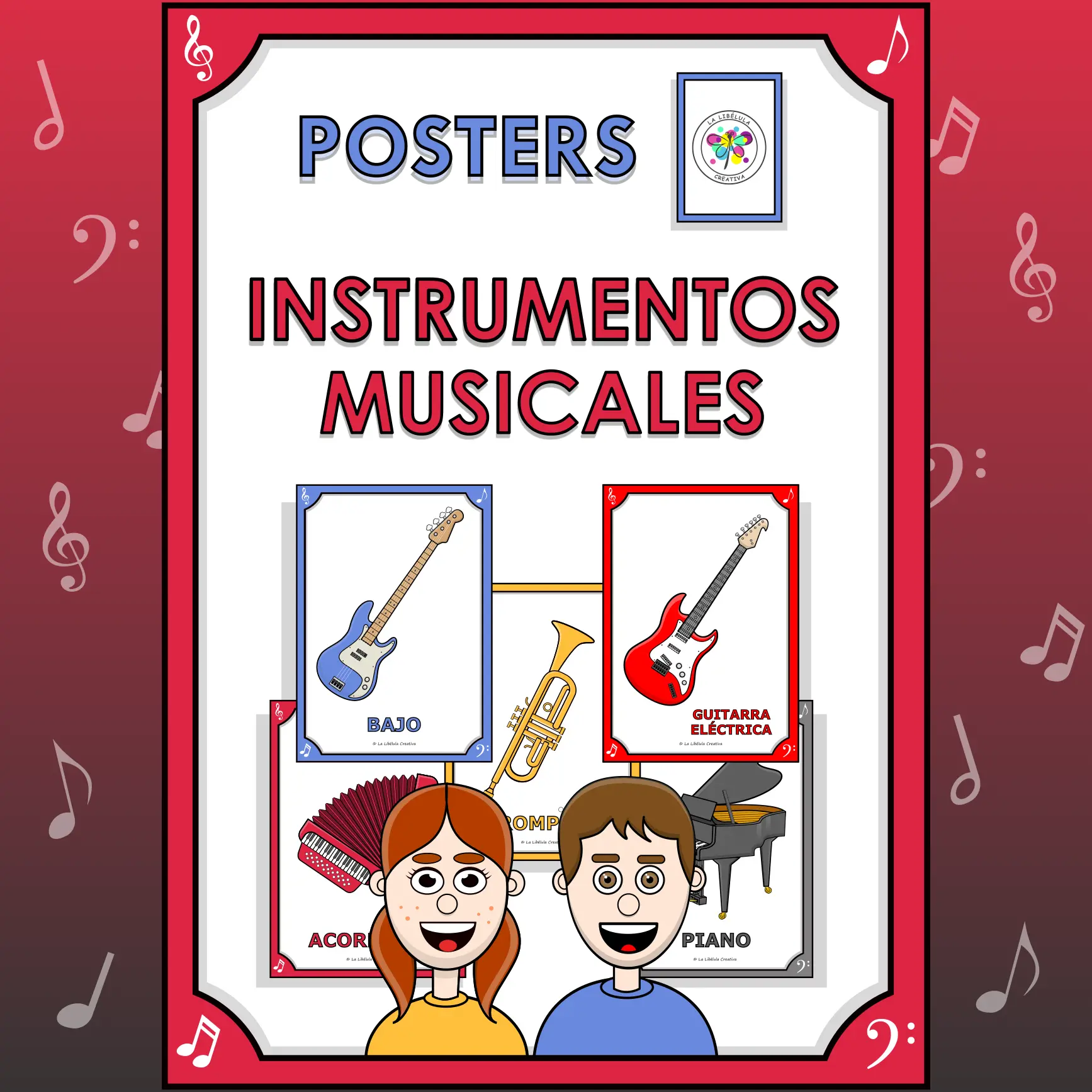 Spanish Posters Musical Instrument Afiches Instrumentos Musicales Color