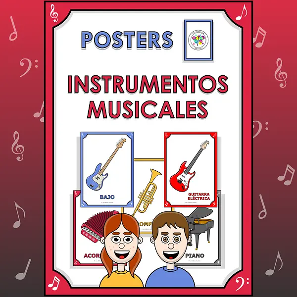 Spanish Posters Musical Instrument Afiches Instrumentos Musicales Color