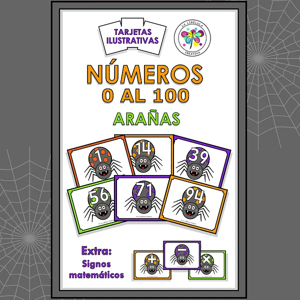 Spanish Flash Cards Halloween Spiders Numbers 0 to 100 Tarjetas Arañas Números