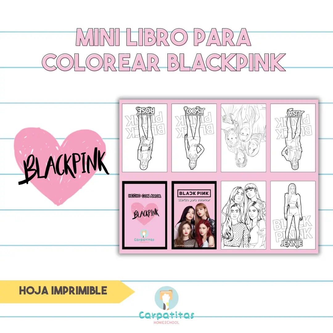 Mini Librito Para Colorear de BlackPink - Hoja Imprimible Para Armar