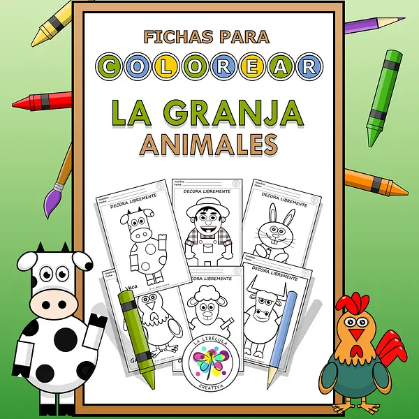 Spanish Worksheets coloring farm animals Barn Fichas Colorear Granja animales