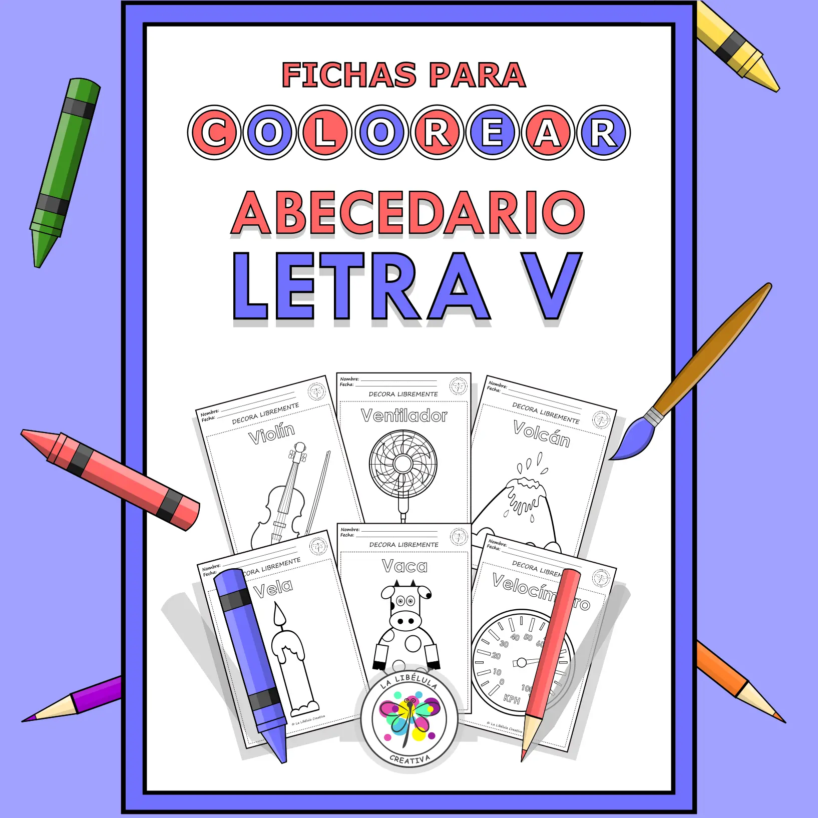 Spanish Worksheets Coloring Letter V Objects Colorear Letra V Objetos NO PREP