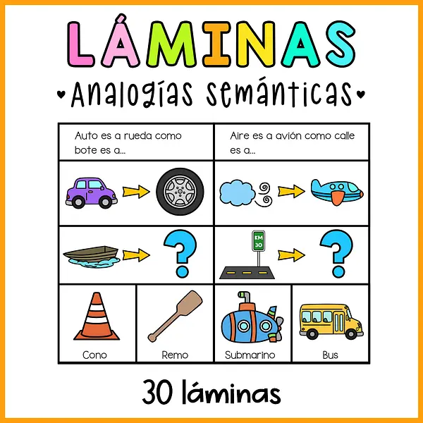 LÁMINAS ANALOGÍAS SEMÁNTICAS