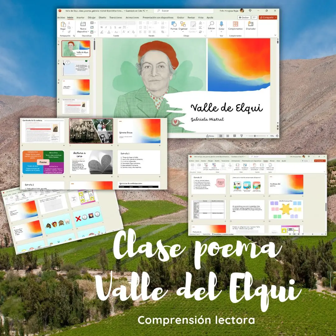 Clase comprensión lectora poema Valle del Elqui + ejercicios PPT editable