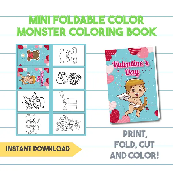 GRATIS Mini Librito Para Colorear de San Valentín - Hoja Imprimible Para Armar