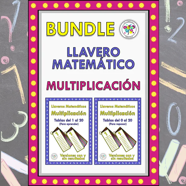 Bundle Spanish Keychain Multiplication Llavero Matemático Multiplicación Números