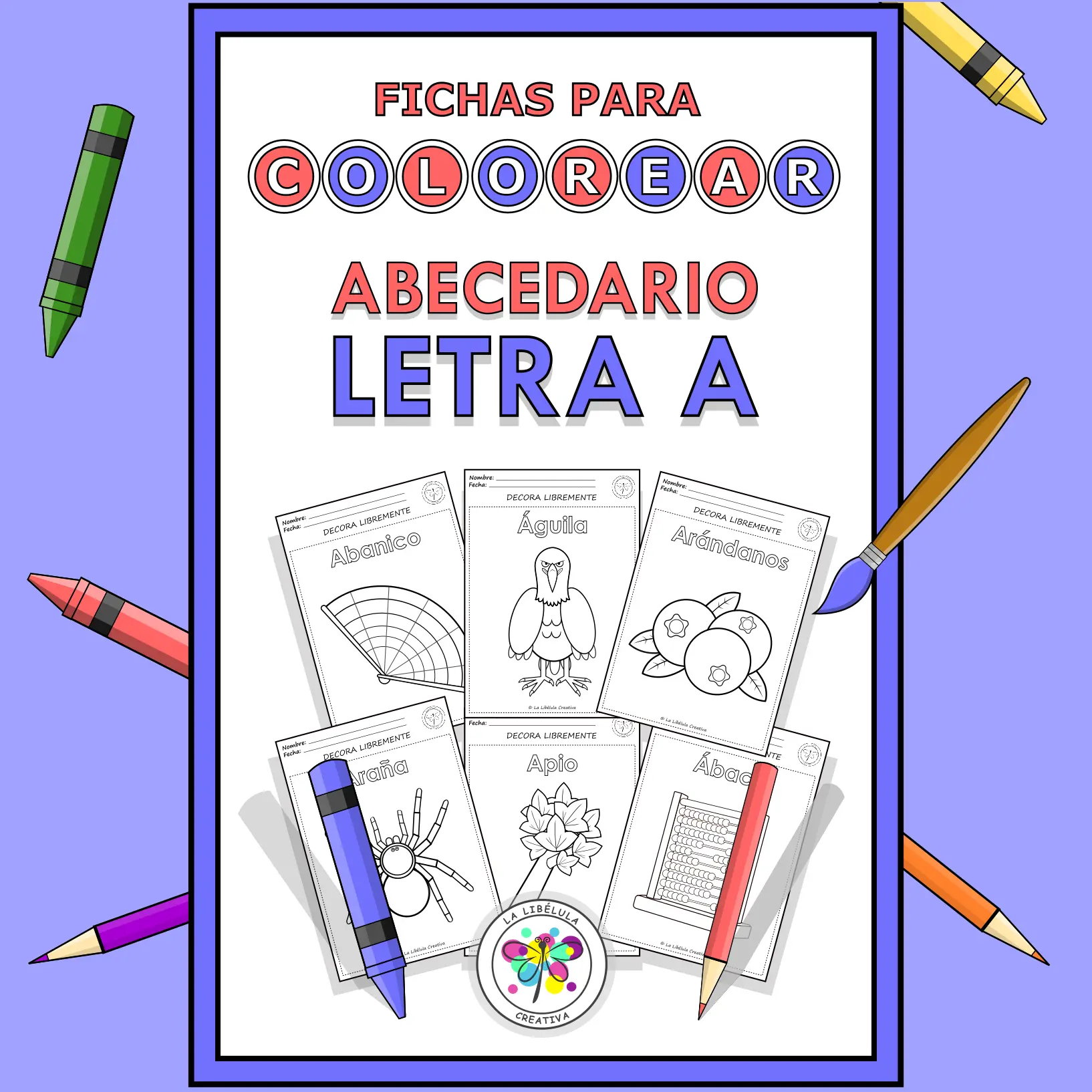 Spanish Worksheets Coloring Letter A Objects Colorear Letra A Objetos NO PREP