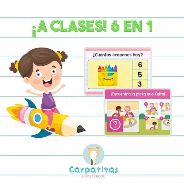Juego A clases: 6 en 1 | 6 Juegos con Temática Escolar