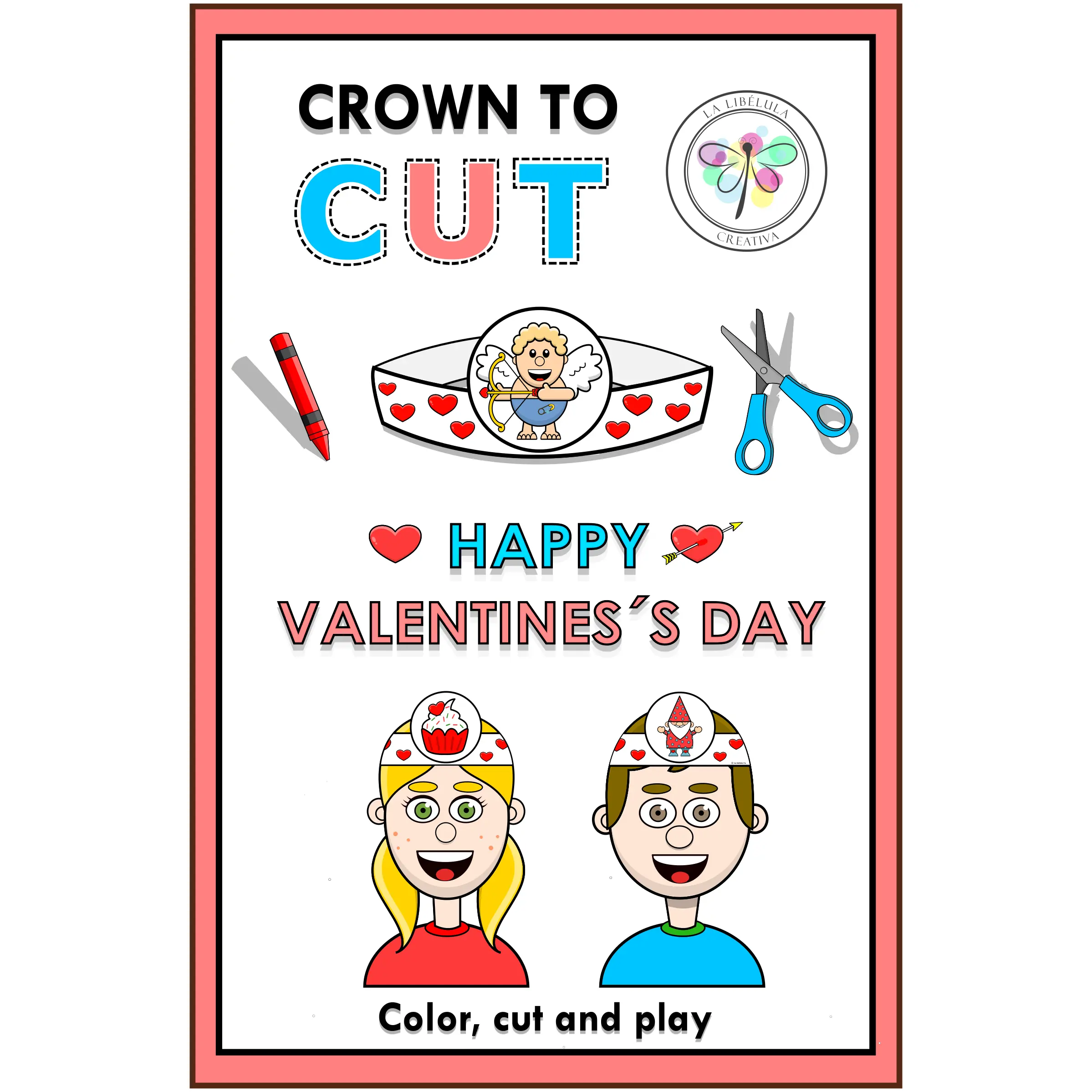 Crowns Hat Craft to Cut Valentine´s Day February Love Color