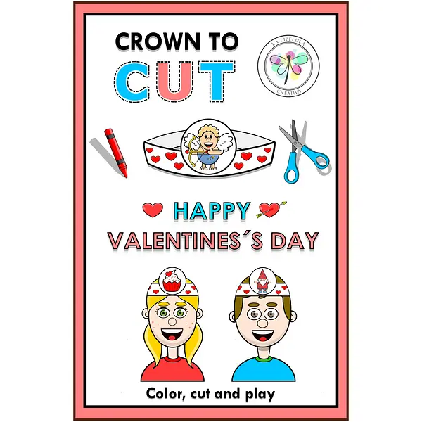 Crowns Hat Craft to Cut Valentine´s Day February Love Color