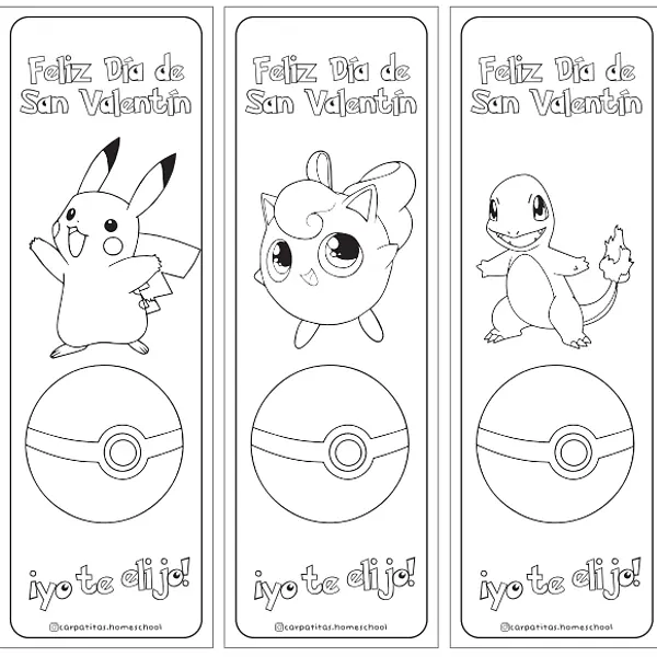 Imprimible Gratis: Separadores de páginas Pokémon San Valentín