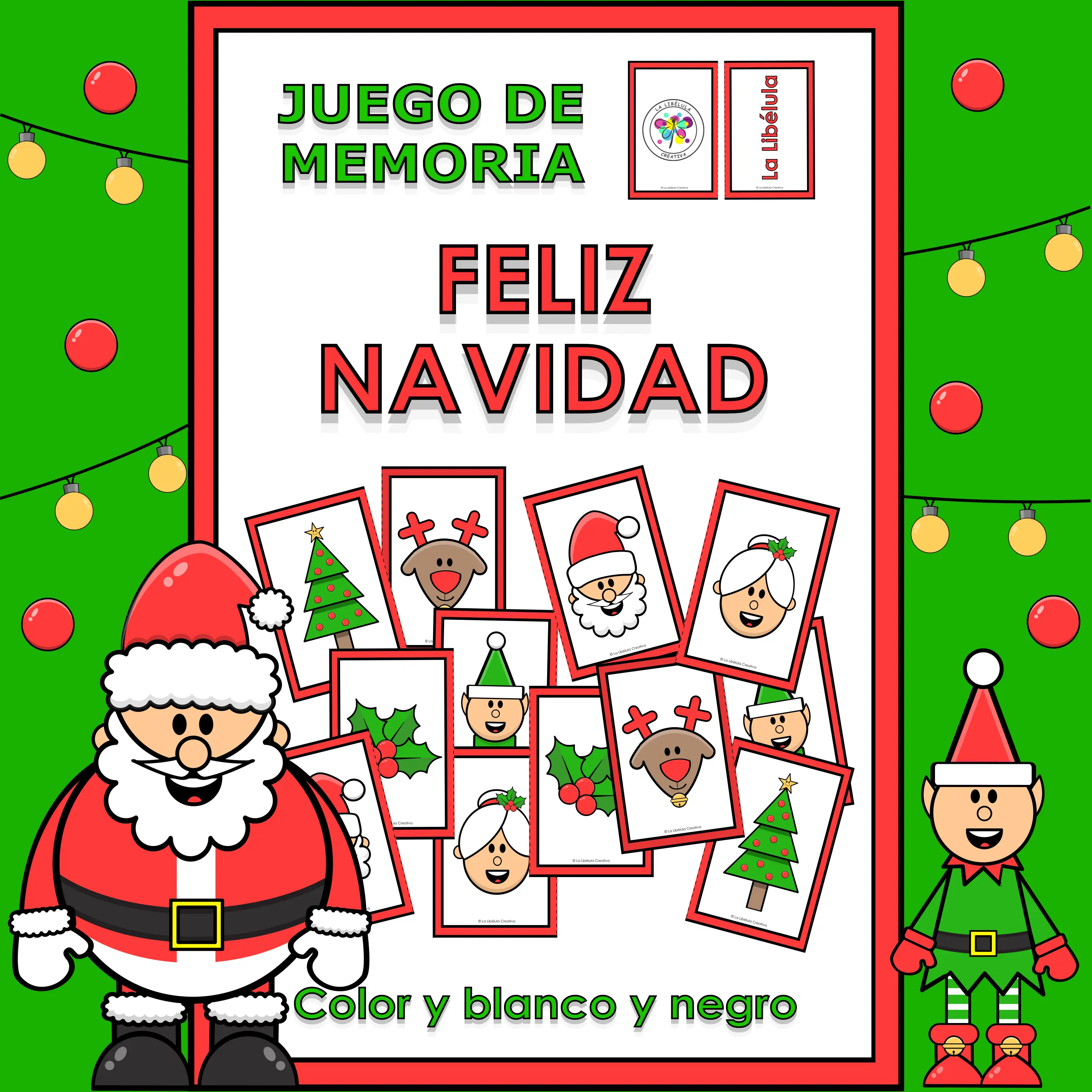 Spanish Memory Match Game Chirstmas Pairs Parejas Juego Navidad Caras Personajes