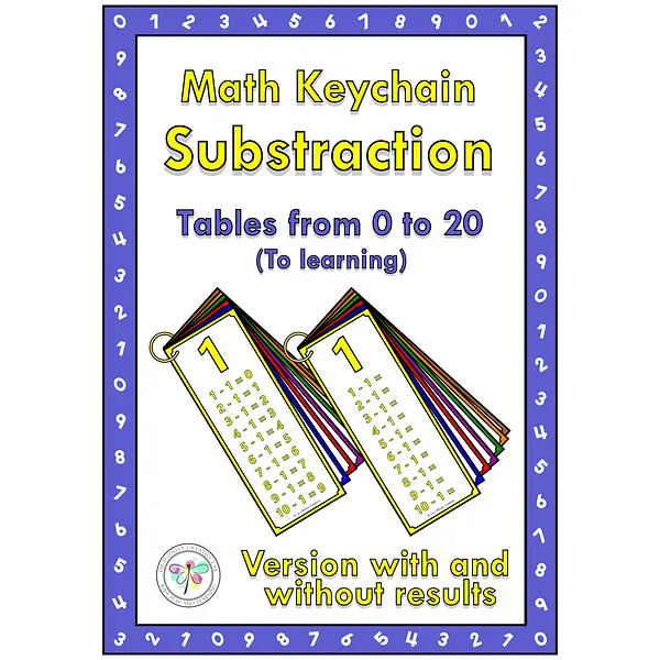 Math Keychain Substraction Fact Tables Cards Numbers