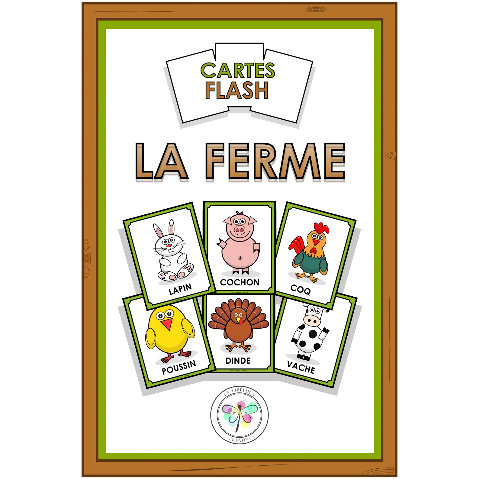 French Flash Cards The Farm Animals Cartes Flash La Ferme Animaux