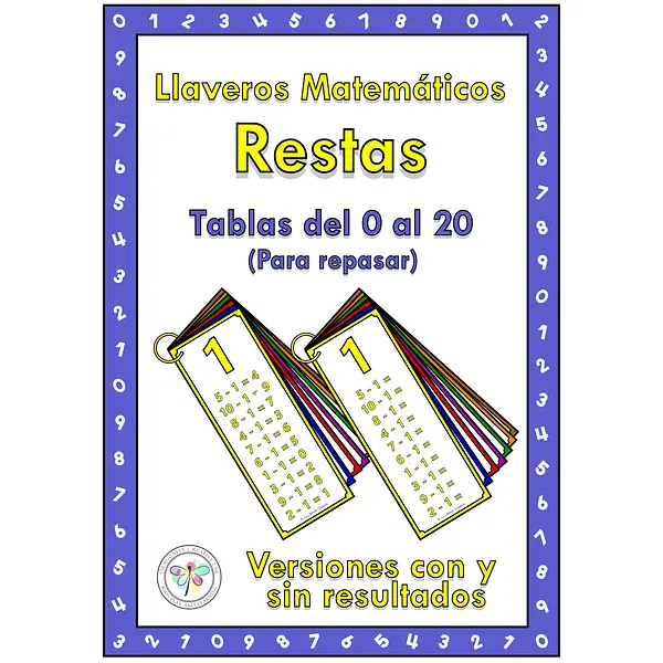 Spanish Math Keychain Substraction Cards Llavero Matemático Resta Repaso