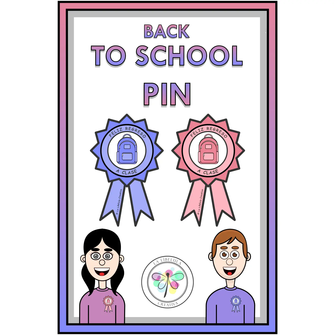 Pin Back to school Medal Craft Happy First day of School Color