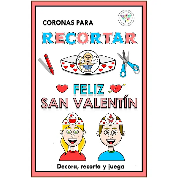 Spanish Crowns Hat Craft to Cut Valentine´s Day Coronas Recortar San Valentín