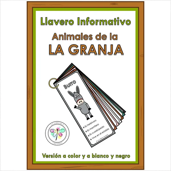 Spanish Keychain Info Farm Animals Cards Llavero Informativo Granja Animales