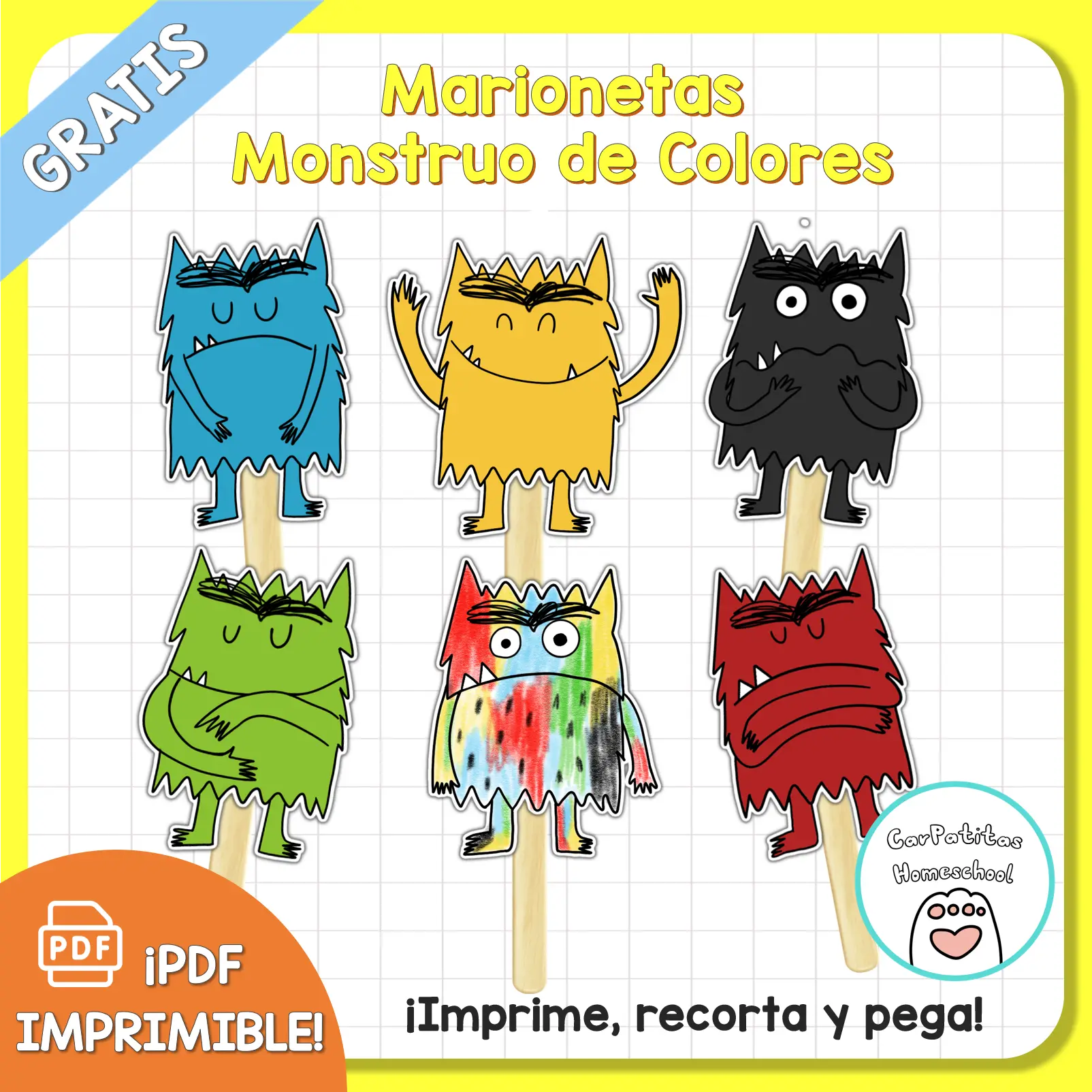 PDF Gratis: Marionetas Monstruo de Colores