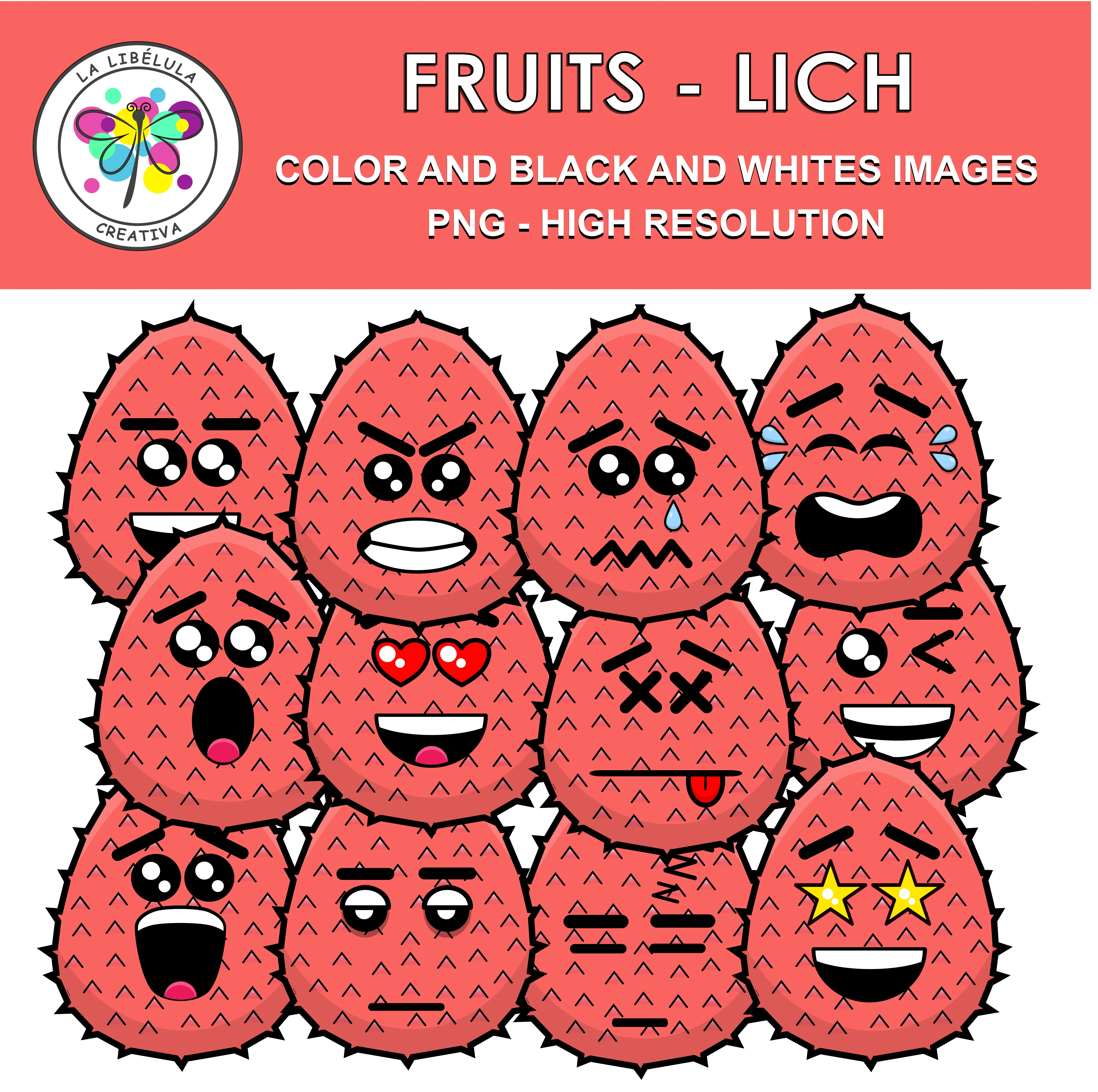 Clipart Fruits Lich Food Color BW Healthy Emoticons Emotions