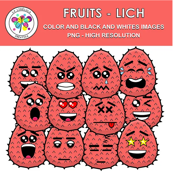 Clipart Fruits Lich Food Color BW Healthy Emoticons Emotions