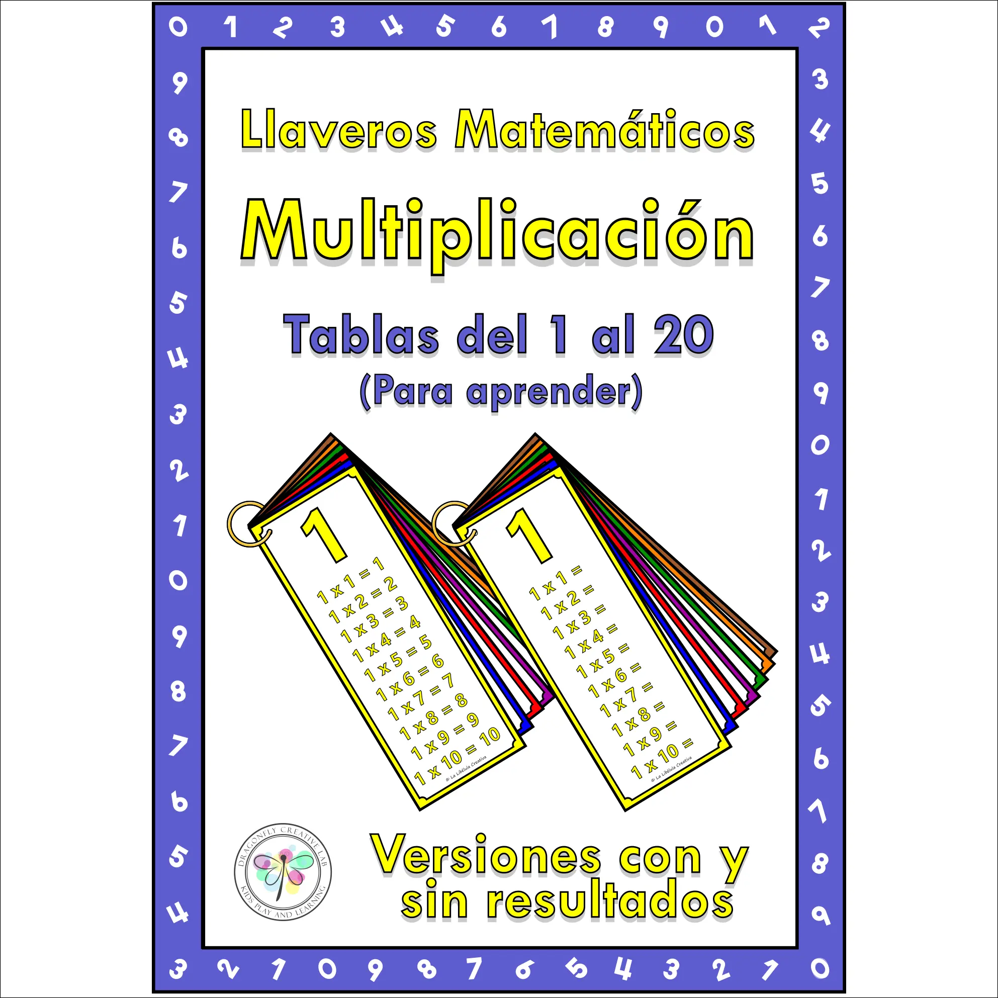 Spanish Keychain Multiplication Tables Cards Llavero Matemático Multiplicación