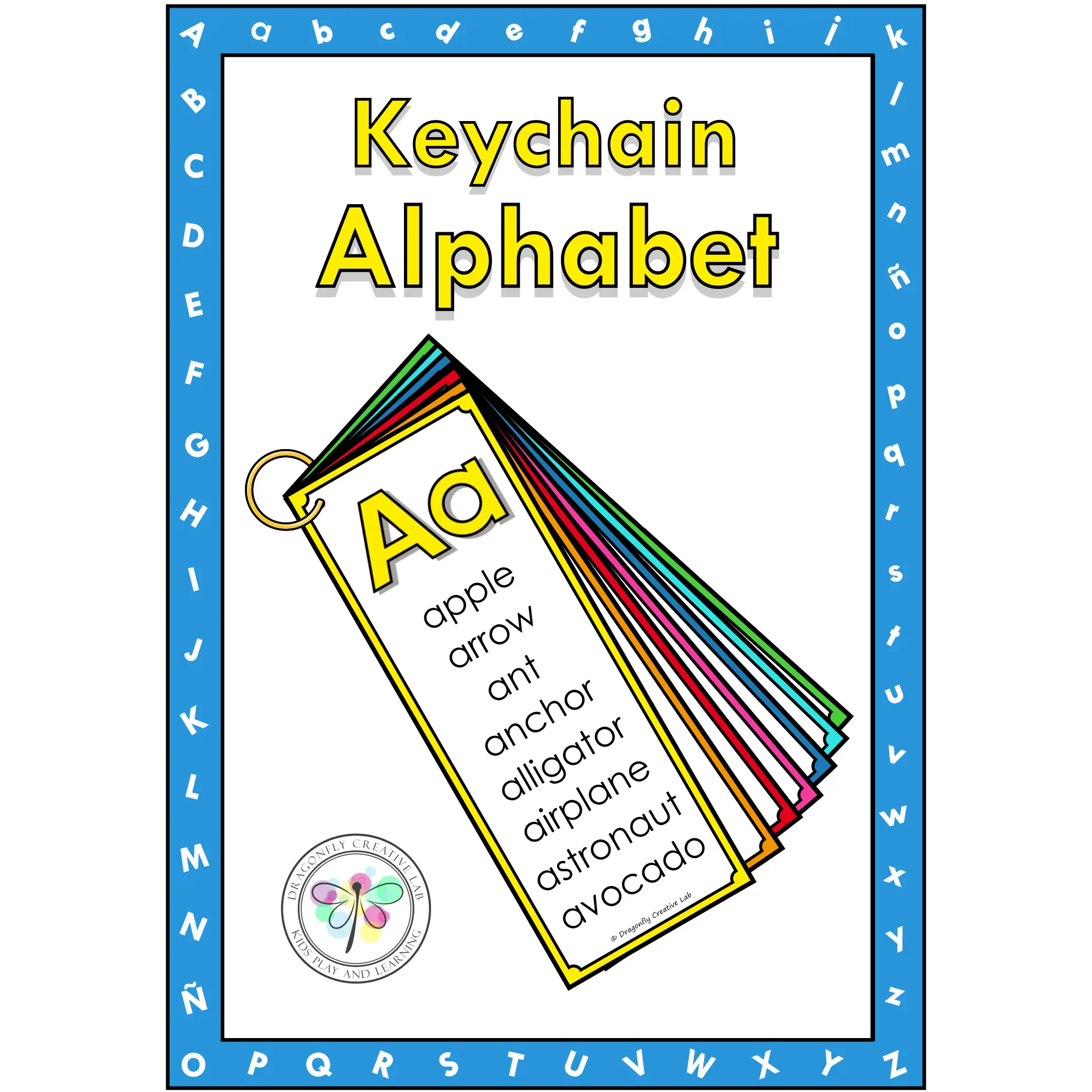 Reader Keychain Alphabet Cards Letters Words ABC Color