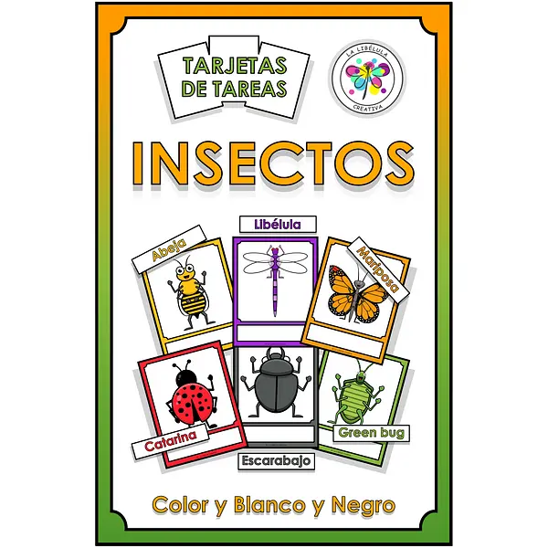 Spanish Task Cards Insects Tarjetas Insectos Color Cut Recortar Animals Animales