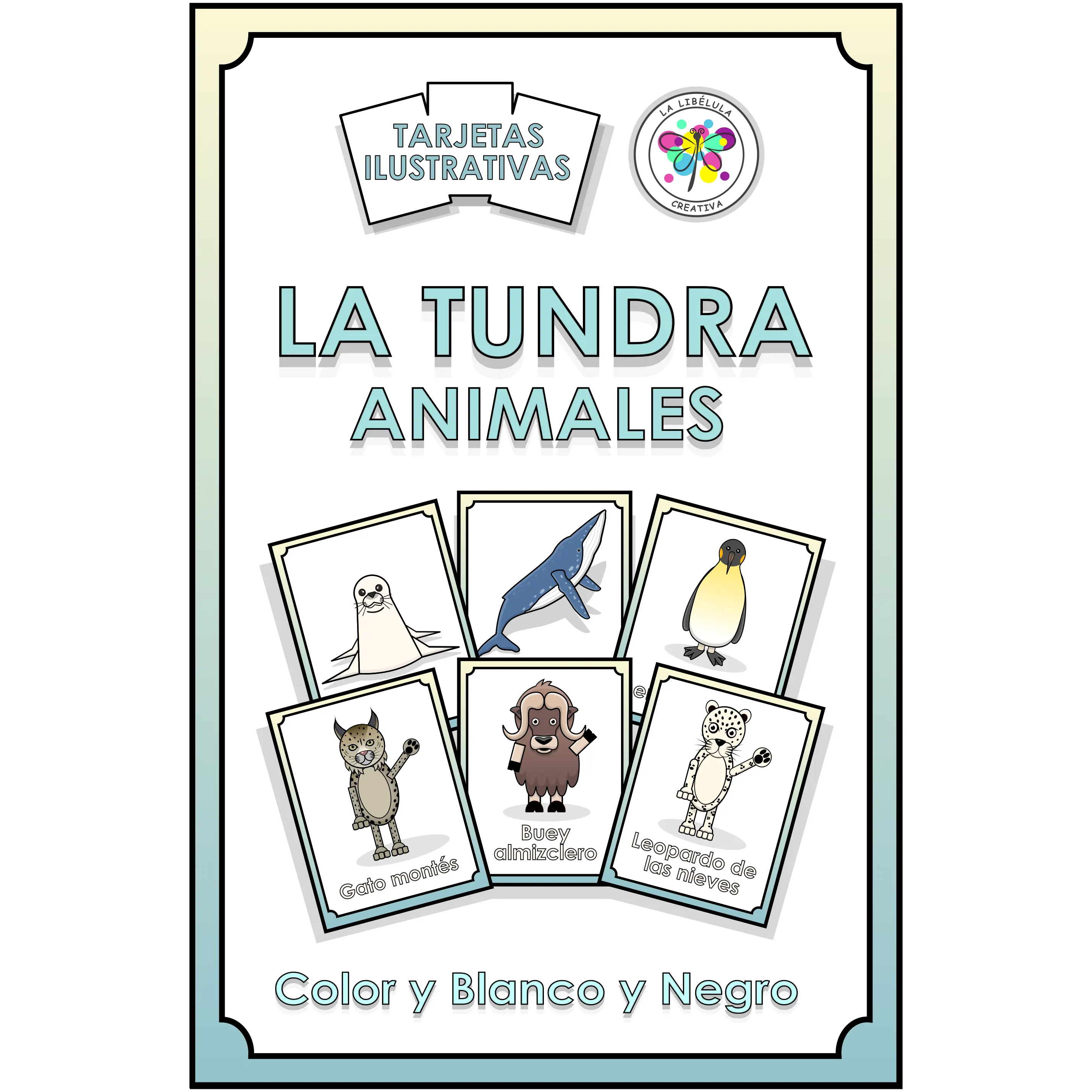 Spanish Flash Cards Tundra Cut Color Tarjetas Recortar Nieve Animals Animales