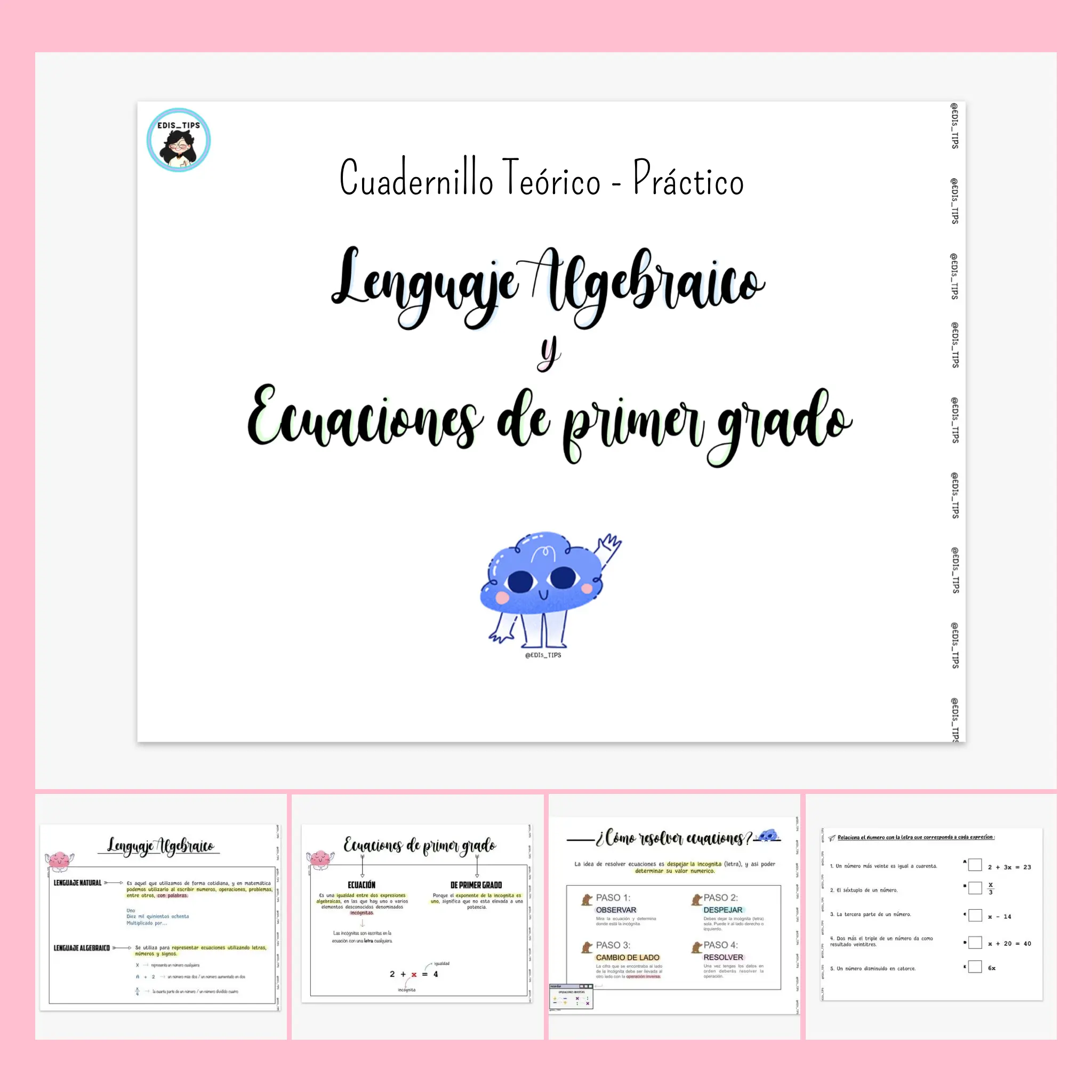 CUADERNILLO LENGUAJE ALGEBRAICO Y ECUACIONES DE PRIMER GRADO