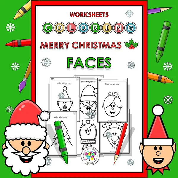 Worksheets Coloring Christmas Faces Characters Decorate Craft Santa December