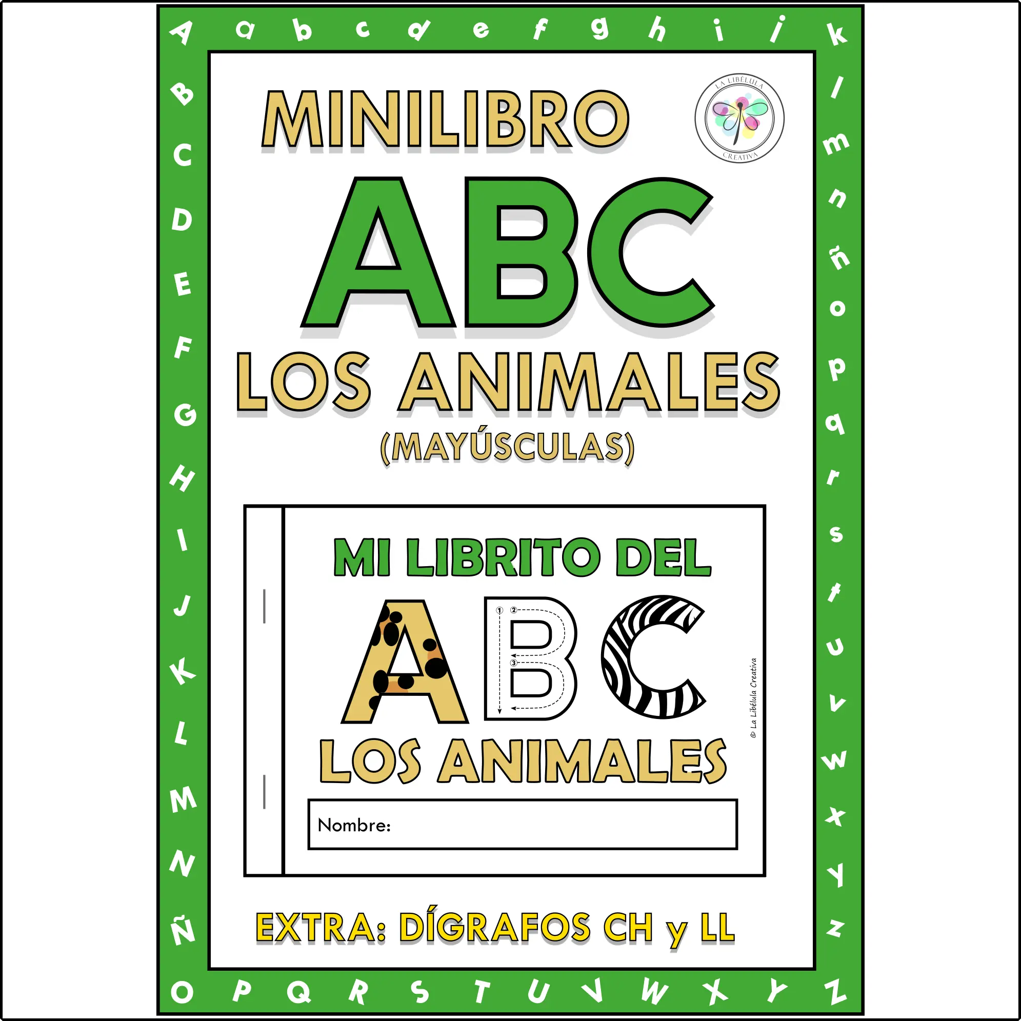 Spanish Alphabet Animals Minibook Minilibro Abecedario Animales Mayúsculas