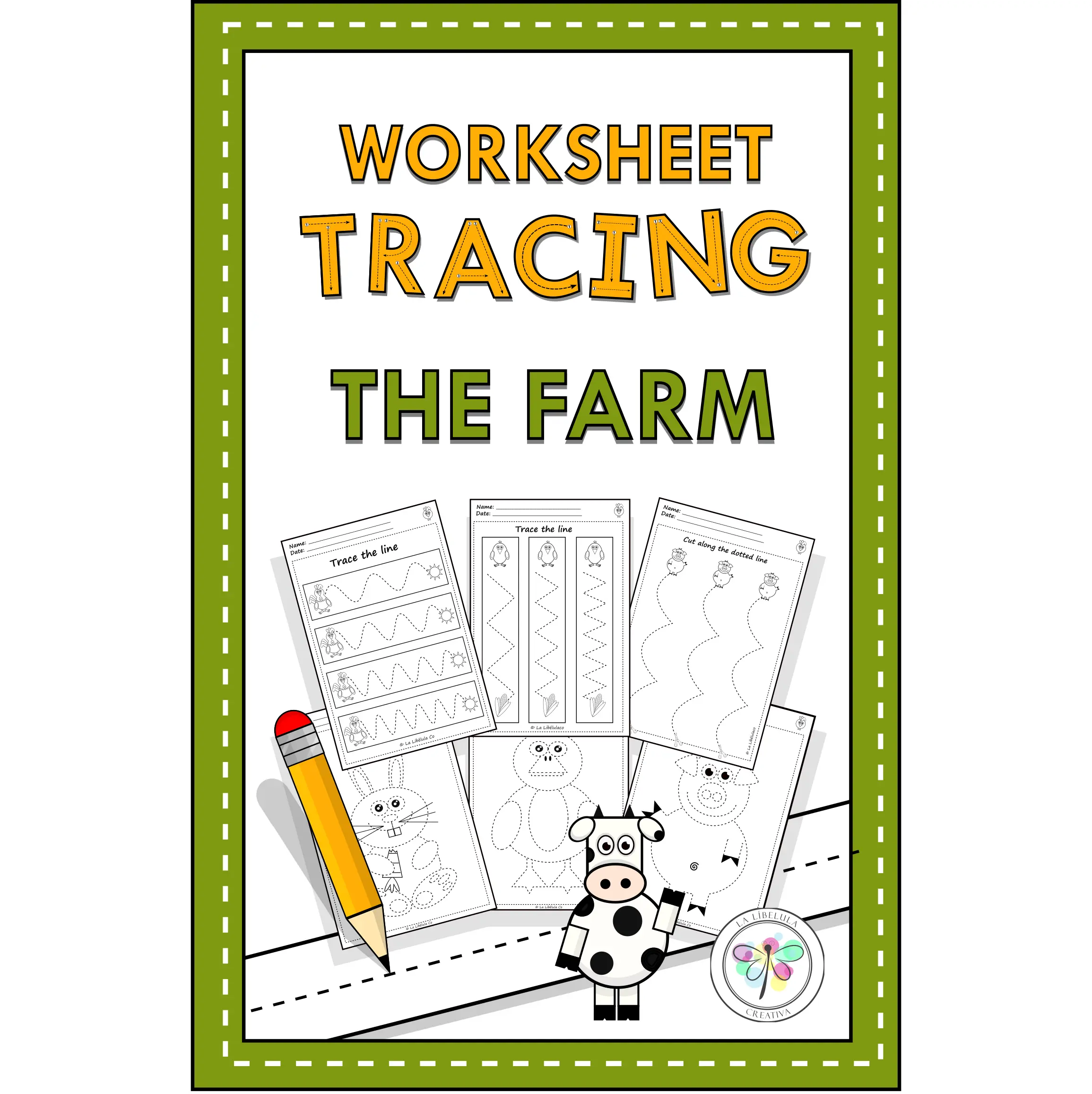 Worksheets Tracing Activities Farm Animals Fine motor Cut Color Barn