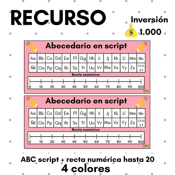 PACK REGLETA ABC SCRIPT Y CURSIVA + RECTA NUMÉRICA