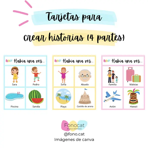 Tarjetas para crear oraciones e historias