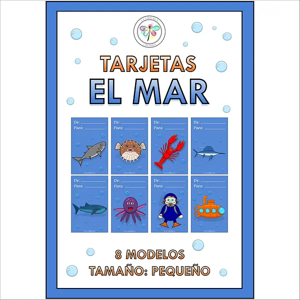 Spanish Sea Tags Cards Gifts Animals Tarjetas Mar Etiquetas Océano Animales 3