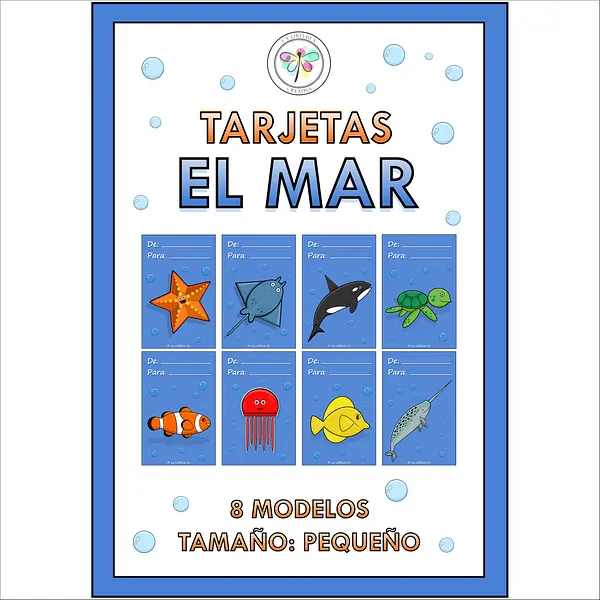 Spanish Sea Tags Cards Gifts Animals Tarjetas Mar Etiquetas Océano Animales 2